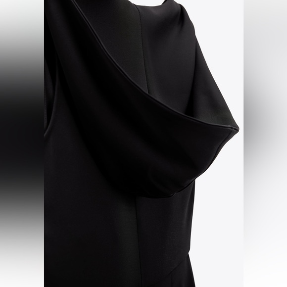 Zara LONG HOODED DRESS. Black. Size S. New with Tags. - Picture 7 of 8
